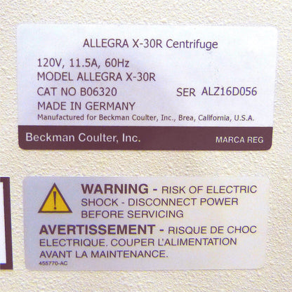 ALLEGRA X-30R REFRIGERATED CENTRIFUGE NOROTOR 90DAYWARRANTY WATCH VIDEO FREESHIP