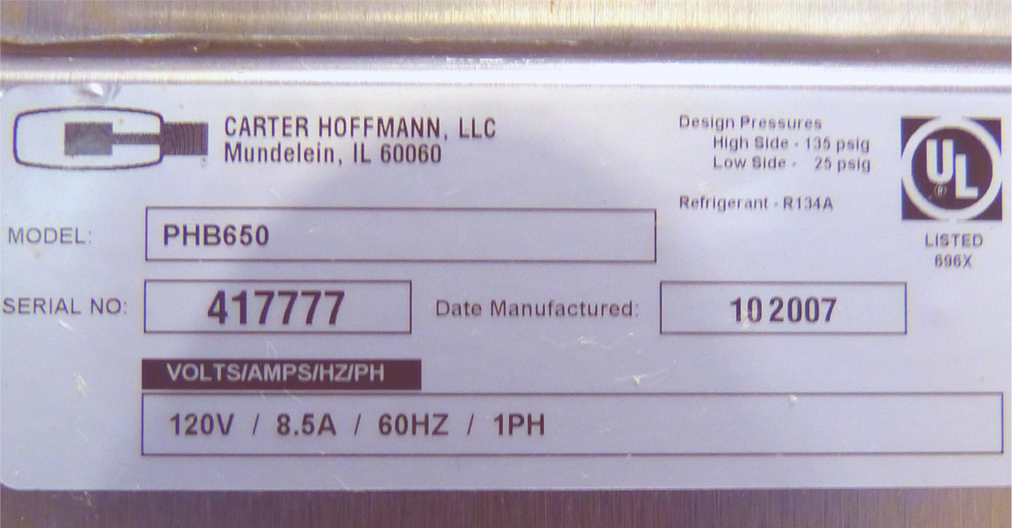 CARTER HOFFMANN™ PHB650 2DOOR 60TRAY HIGH VOLUME REFRIGERATED MEAL DELIVERY CART