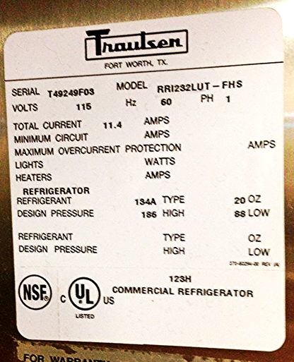 TRAULSEN R-Series RRI232LUT-FHS 2DOOR Roll WALK-In COOLER REFRIGERATOR FREE SHIP