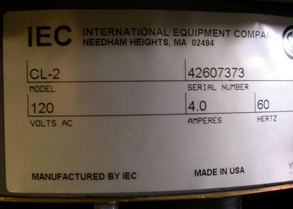 IEC Centra-CL2 Lab Benchtop 4000RPM Centrifuge no Rotor WORKS GREAT !!!!