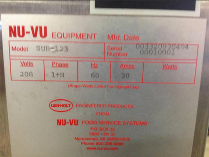 XLNT NU-VU SUB-123 DISPLAY GLASS DOOR OVEN PROOFER Combo w/12 Racks 220v AC 1-Ph