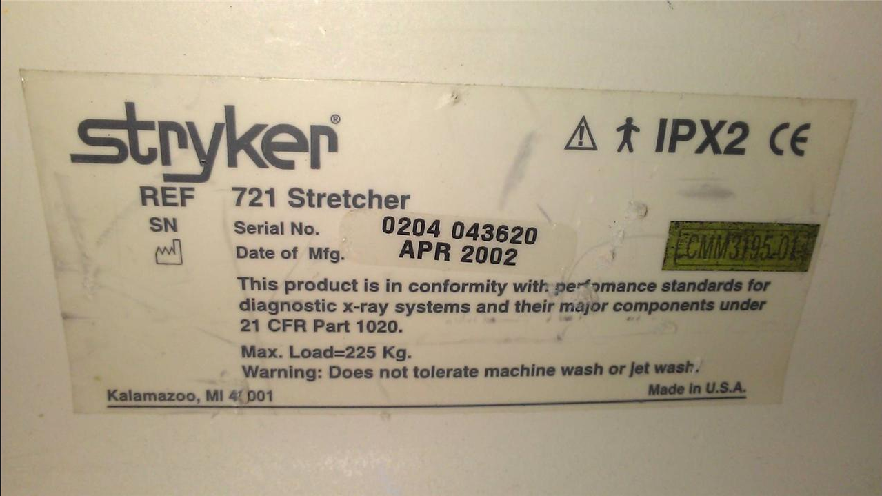 STRYKER 721 GLIDEAWAY HOSPITAL EMERGENCY TRANSPORT GURNEY STRETCHER