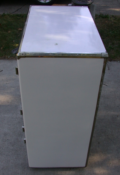 ANTIQUE 1920's RHINELANDER WHITE ENAMEL ICE BOX REFRIGERATOR WONDERFUL 43x35x20