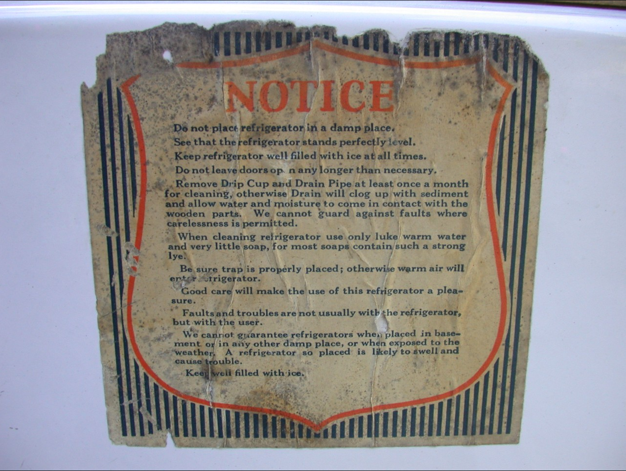 ANTIQUE 1920's RHINELANDER WHITE ENAMEL ICE BOX REFRIGERATOR WONDERFUL 43x35x20