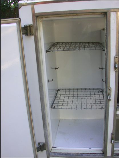 ANTIQUE 1920's RHINELANDER WHITE ENAMEL ICE BOX REFRIGERATOR WONDERFUL 43x35x20