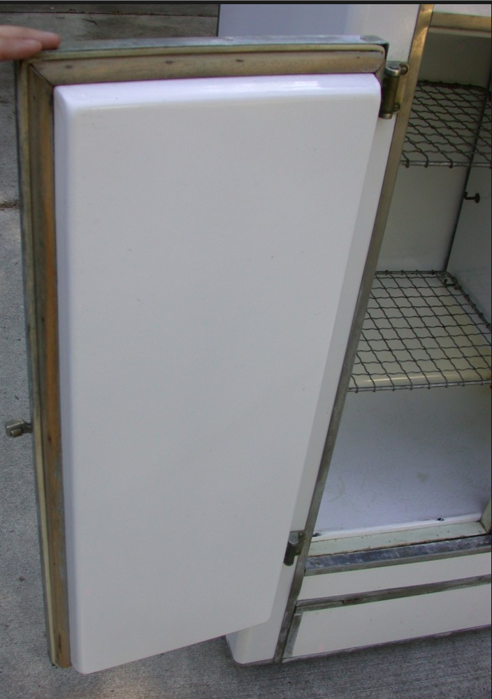 ANTIQUE 1920's RHINELANDER WHITE ENAMEL ICE BOX REFRIGERATOR WONDERFUL 43x35x20