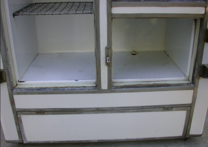ANTIQUE 1920's RHINELANDER WHITE ENAMEL ICE BOX REFRIGERATOR WONDERFUL 43x35x20