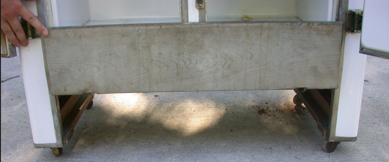 ANTIQUE 1920's RHINELANDER WHITE ENAMEL ICE BOX REFRIGERATOR WONDERFUL 43x35x20