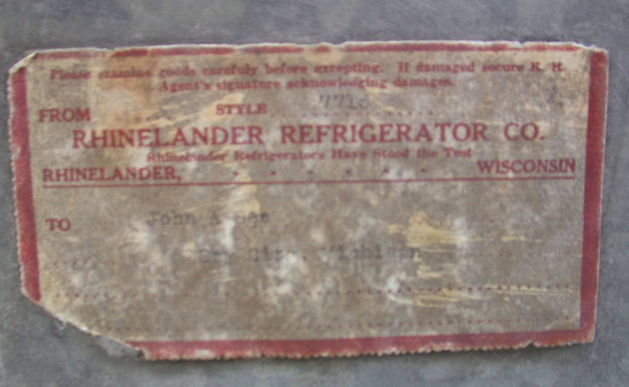 ANTIQUE 1920's RHINELANDER WHITE ENAMEL ICE BOX REFRIGERATOR WONDERFUL 43x35x20