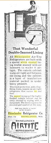 ANTIQUE 1920's RHINELANDER WHITE ENAMEL ICE BOX REFRIGERATOR WONDERFUL 43x35x20