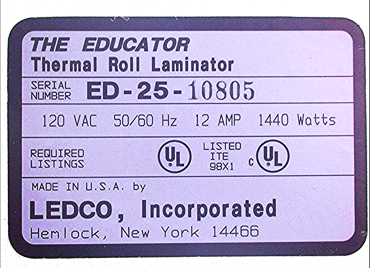 LEDCO THE EDUCATOR 25" THERMAL ROLL LAMINATOR ED-25