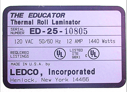 LEDCO THE EDUCATOR 25" THERMAL ROLL LAMINATOR ED-25