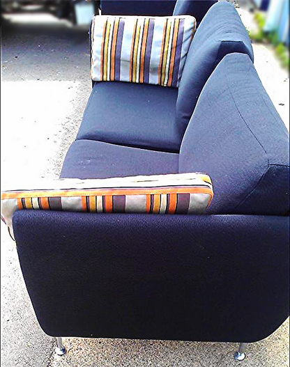 2004 BRAYTON STILETTO SOFA CHAIR BARNES DEEP BLUE FABRIC MODERN LIVING FREE SHIP