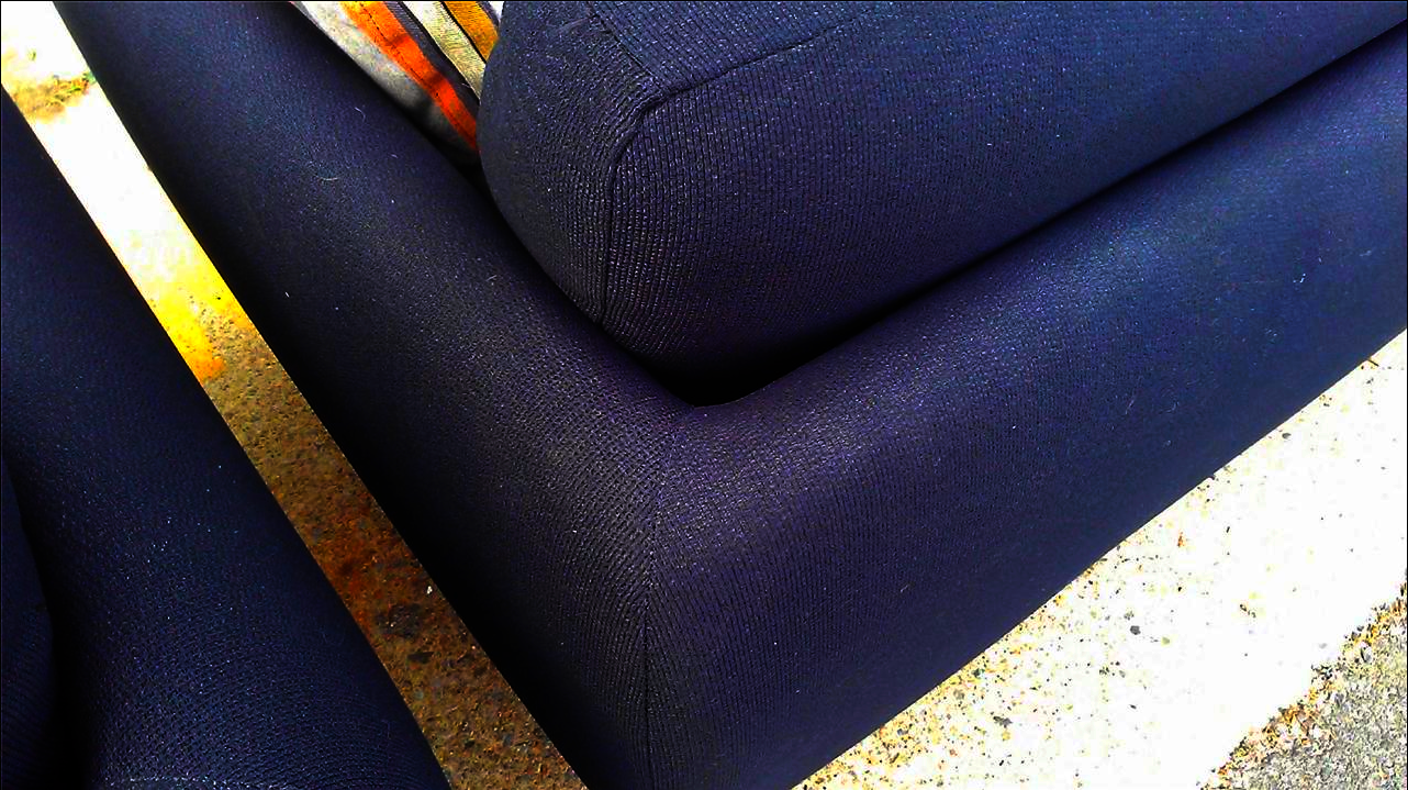 2004 BRAYTON STILETTO SOFA CHAIR BARNES DEEP BLUE FABRIC MODERN LIVING FREE SHIP