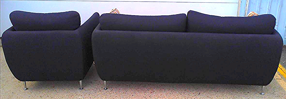 2004 BRAYTON STILETTO SOFA CHAIR BARNES DEEP BLUE FABRIC MODERN LIVING FREE SHIP