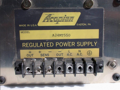 ACOPIAN 24 VOLT REGULATED POWER SUPPLY Model A24MT550
