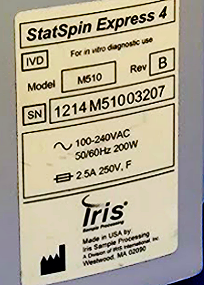 BECKMAN IRIS STATSPIN EXPR 4 M510 TUBE ROTOR RTH8 GEL SAMPLE CENTRIFUGE FREESHIP