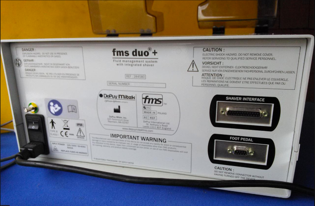 FMS DUO+ FLUID MANAGEMENT SYSTEM INTEGRATED SHAVER PEDAL 4580 LIVANTEC INTERFACE