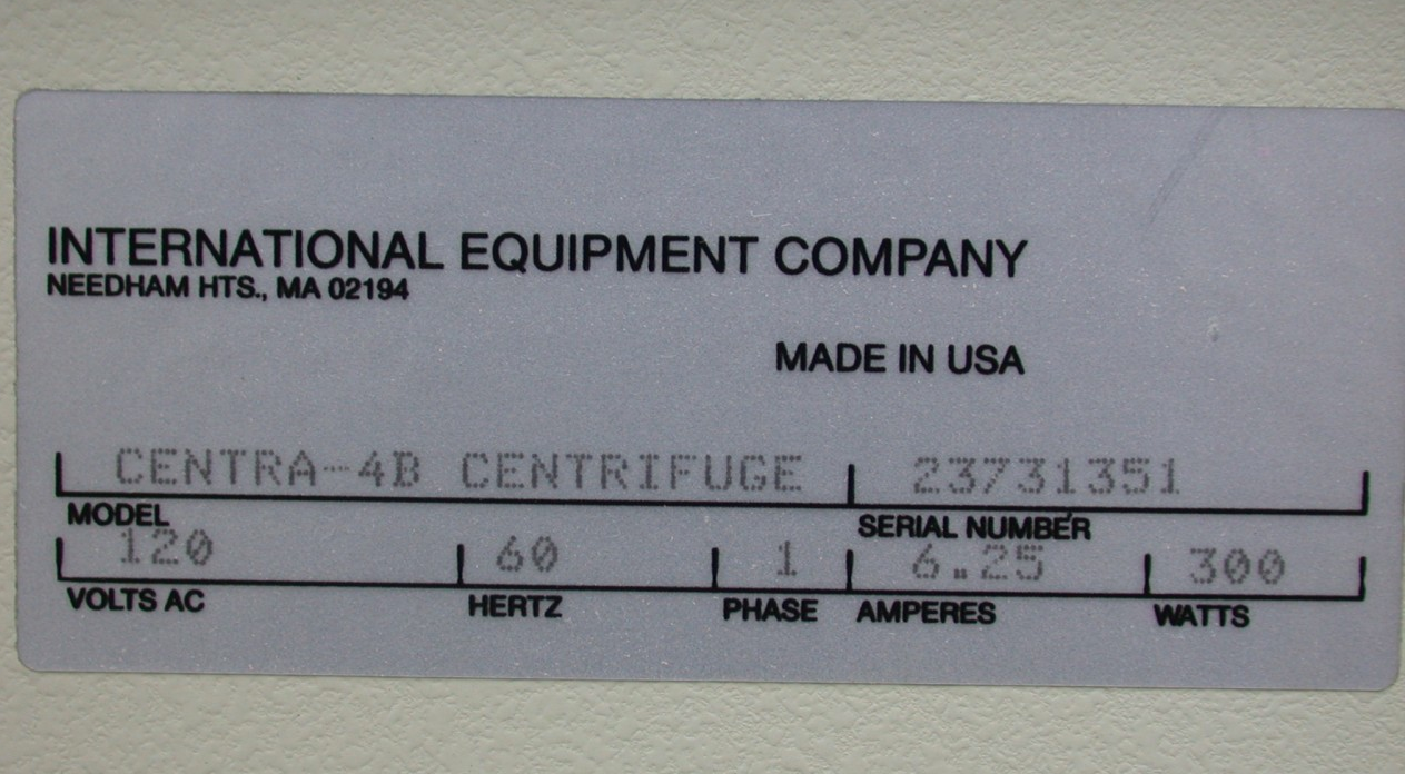 IEC CENTRA 4B BENCHTOP CENTRIFUGE NO ROTOR free shipping!