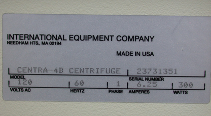 IEC CENTRA 4B BENCHTOP CENTRIFUGE NO ROTOR free shipping!