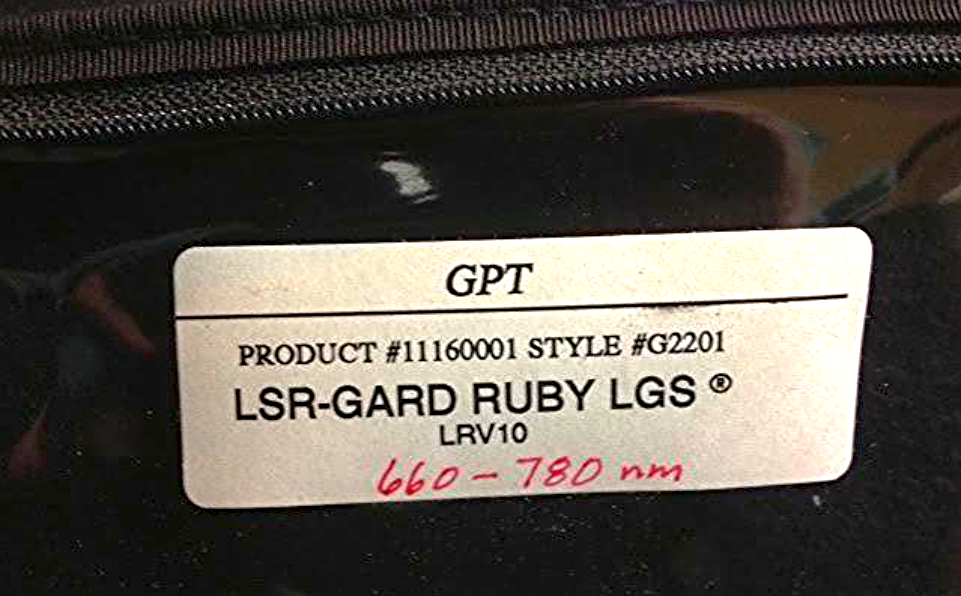 GPT GLENDALE DALLOZ SAFETY GOGGLES GPT LASER GARD PROTECTION RUBY LGS MADEIN USA