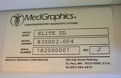 MEDGRAPHICS CARDIO RESPIRATORY DIAGNOSTIC ELITE DL BODY PLETHYSMOGRAPH CHAMBER