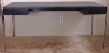 VINTAGE STOW DAVIS BLACK LEATHER & METAL DESK w 2 DRAWERs 65 x 29 x 30 FREE SHIP