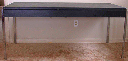 VINTAGE STOW DAVIS BLACK LEATHER & METAL DESK w 2 DRAWERs 65 x 29 x 30 FREE SHIP