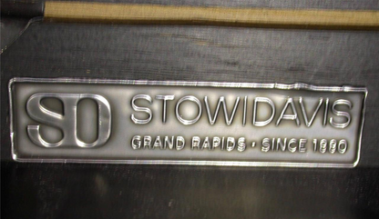 VINTAGE STOW DAVIS BLACK LEATHER & METAL DESK w 2 DRAWERs 65 x 29 x 30 FREE SHIP