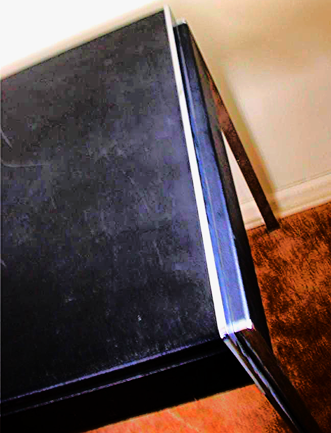 VINTAGE STOW DAVIS BLACK LEATHER & METAL DESK w 2 DRAWERs 65 x 29 x 30 FREE SHIP