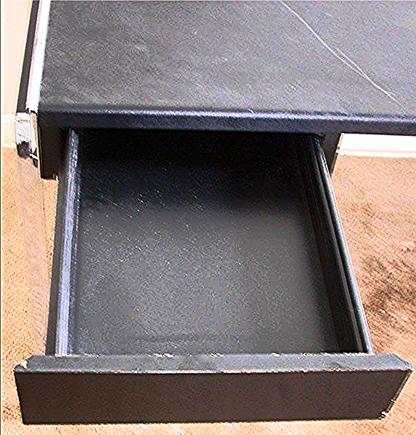 VINTAGE STOW DAVIS BLACK LEATHER & METAL DESK w 2 DRAWERs 65 x 29 x 30 FREE SHIP