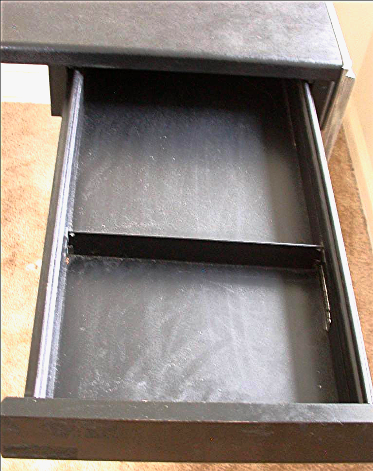 VINTAGE STOW DAVIS BLACK LEATHER & METAL DESK w 2 DRAWERs 65 x 29 x 30 FREE SHIP