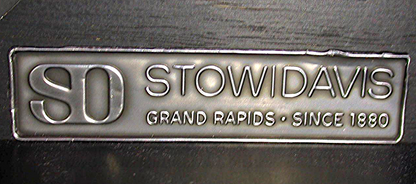 VINTAGE STOW DAVIS BLACK LEATHER & METAL DESK w 2 DRAWERs 65 x 29 x 30 FREE SHIP