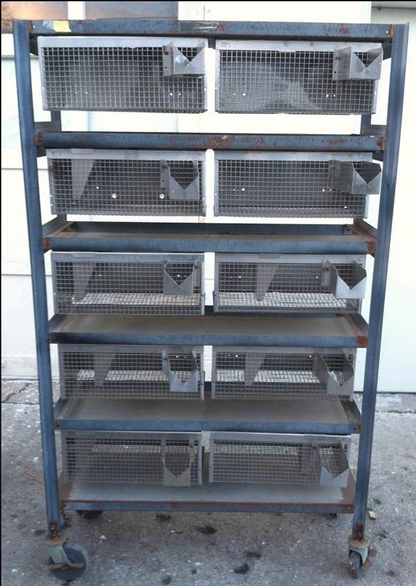 WAHMANN ACME STAINLESS 10 ANIMAL BIRD GAME CAGE HUNT RACK VETERINARY LAB 17x10x7