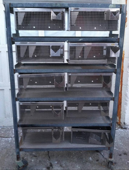WAHMANN ACME STAINLESS 10 ANIMAL BIRD GAME CAGE HUNT RACK VETERINARY LAB 17x10x7