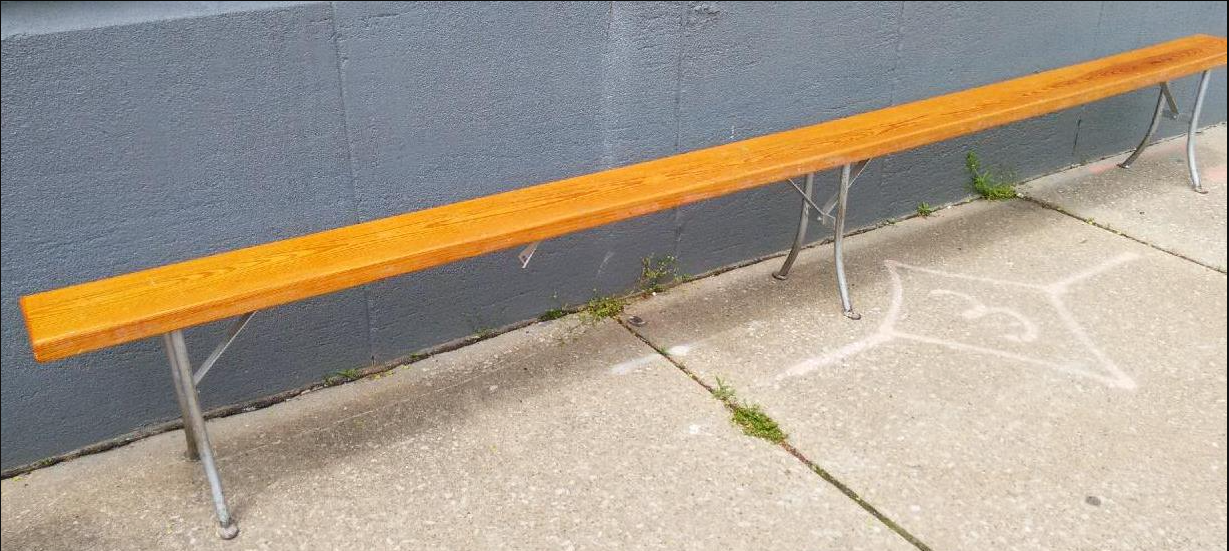 RARE VINTAGE SOLID WOOD LOCKER ROOM BENCH 142" l x 7" d x 17" h from the 60's