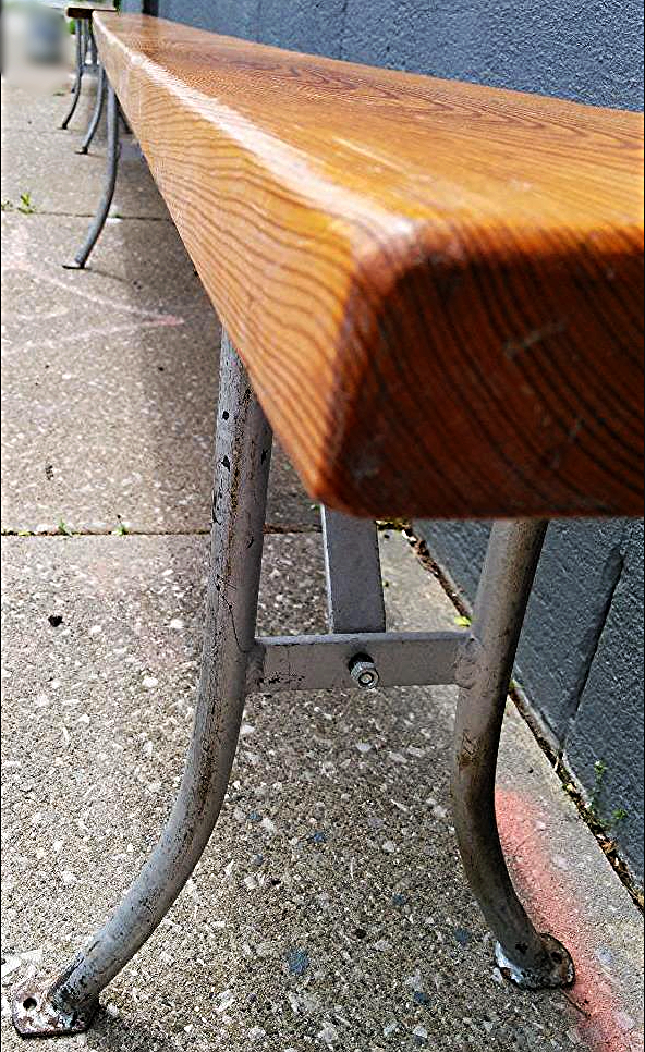 RARE VINTAGE SOLID WOOD LOCKER ROOM BENCH 142" l x 7" d x 17" h from the 60's