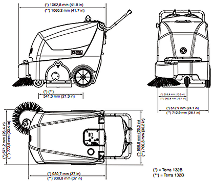 NILFISK ADVANCE TERRA 128B WALK BEHIND 28" SWEEPER CHARGER WATCH VIDEO FREE SHIP