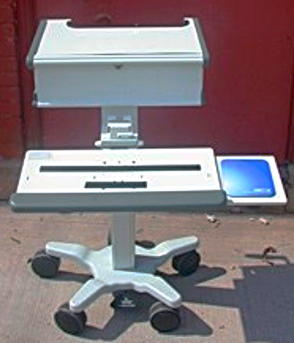 GCX INSTRUMENT VHRS VARIABLE HEIGHT ROLL STAND MOUNTING SYSTEM CART WORK SURFACE