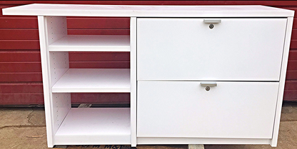 LOT OF KNOLL OFFICE FURNITURE WHITE LAMINATE  DESK LOCKER TOWER FILE CABINET