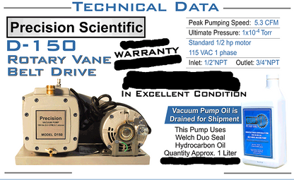 PRECISION SCIENTIFIC MODEL D 150 ROTARY VANE VACUUM PUMP WATCH VIDEO FREE SHIP