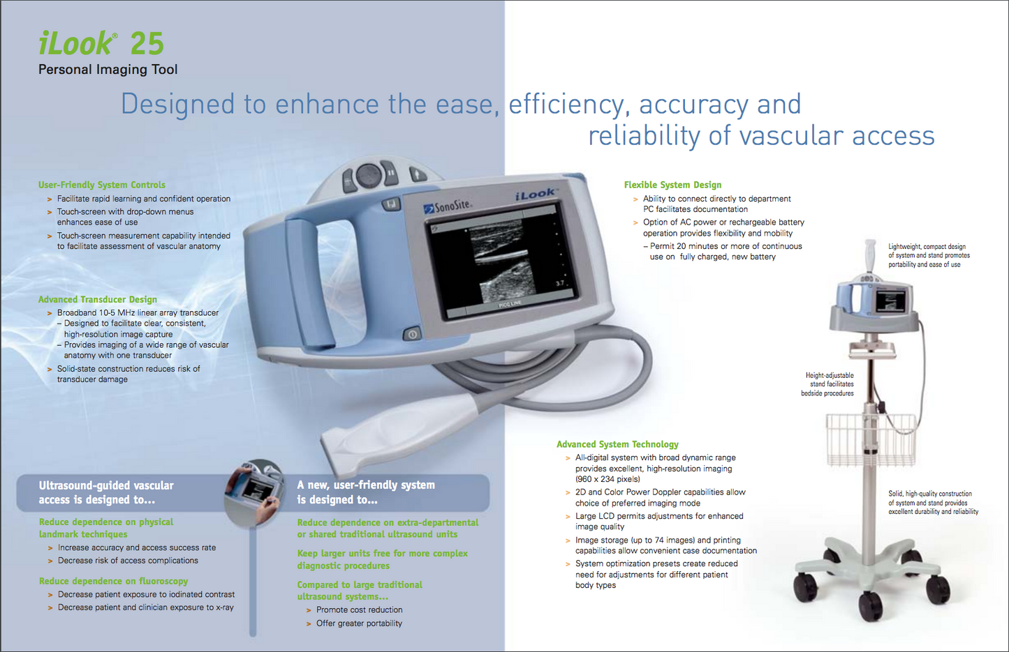 iLOOK SONOSITE L25 PERSONAL IMAGING TOOL ULTRASOUND STAND TRANSDUCER WATCH VIDEO