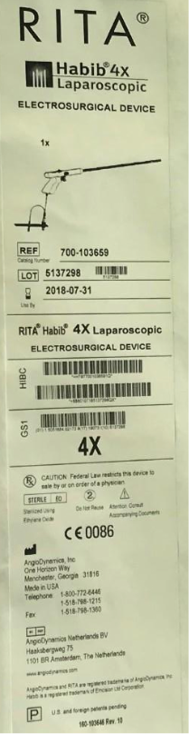 NEW RITA LAPAROSCOPIC ELECTROSURGICAL DEVICE HABIB 4X 2019 (JULY 2018) FREE SHIP
