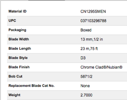 LUFKIN CN1295SMEN BLADE TAPE OIL GAG.1/2" x 23m/75' Metric Chrome Clad® FREESHIP