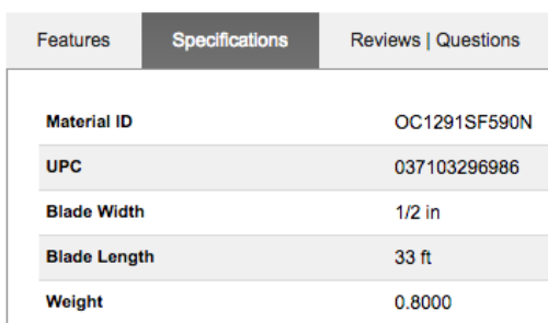 LUFKIN OC1291SF590N REPLACEMENT BLADE TAPE OIL GAG1/2" 33' Chrome Clad® FREESHIP
