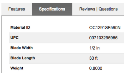 LUFKIN OC1291SF590N REPLACEMENT BLADE TAPE OIL GAG1/2" 33' Chrome Clad® FREESHIP