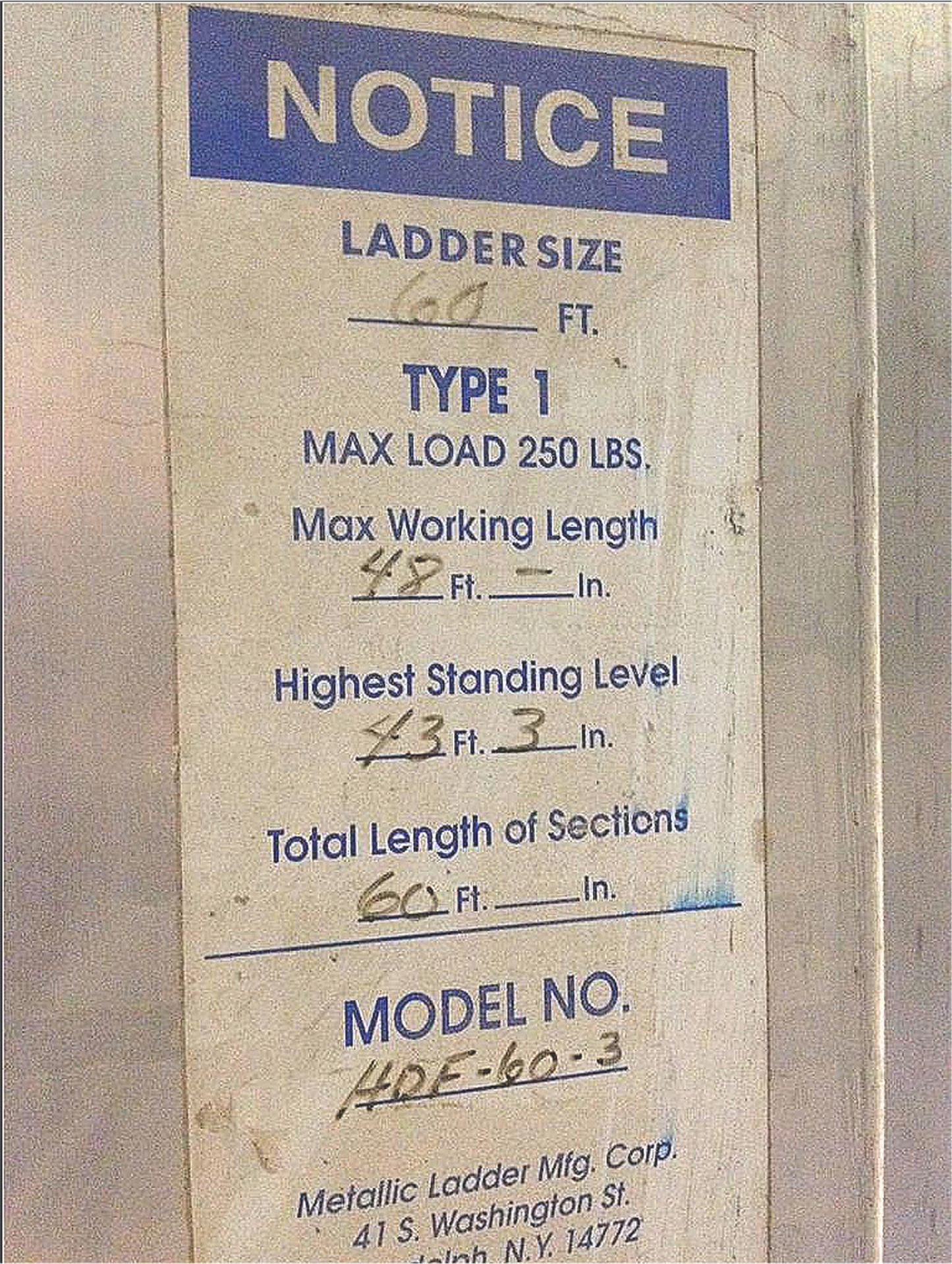 HUGE ALUMINUM 60' FEET TALL TELESCOPIC LADDER by Metallic LadderMfgCorp FREESHIP