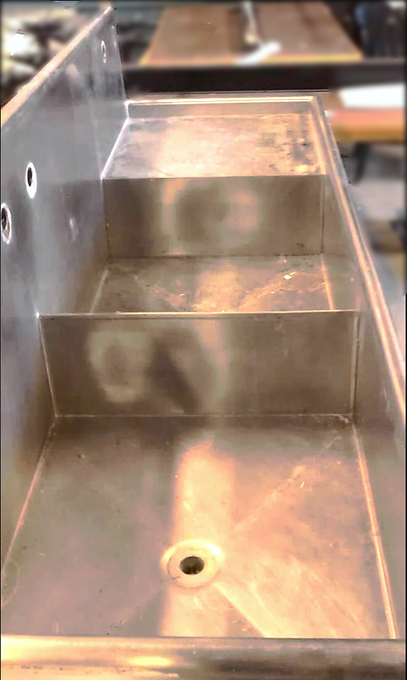 BIG Vintage HeavyGauge ST STEEL COMMERCIAL 2 BASIN SINK 107x26x42 BASIN 26x20x13