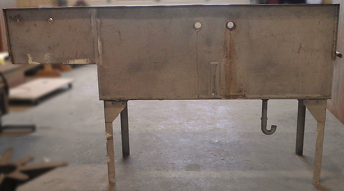 BIG Vintage HeavyGauge ST STEEL COMMERCIAL 2 BASIN SINK 107x26x42 BASIN 26x20x13