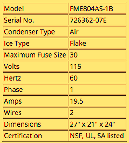SCOTSMAN FME804AS-1B AIR COOLED FLAKER 760lbs ICEday ICE MAKER with BIN FREESHIP